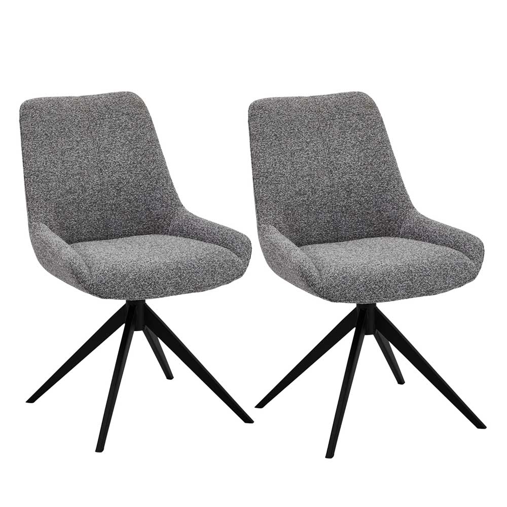 Boucle Drehstuhl in Grau - Usedita (2er Set)
