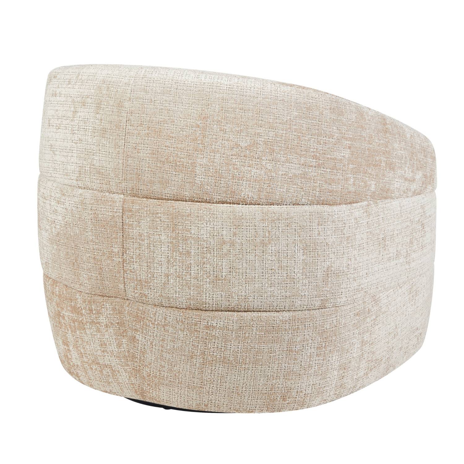 Geschwungener Loungesessel in Beige mit horizontalen Ziernähten an der Rückenlehne  – Figureras