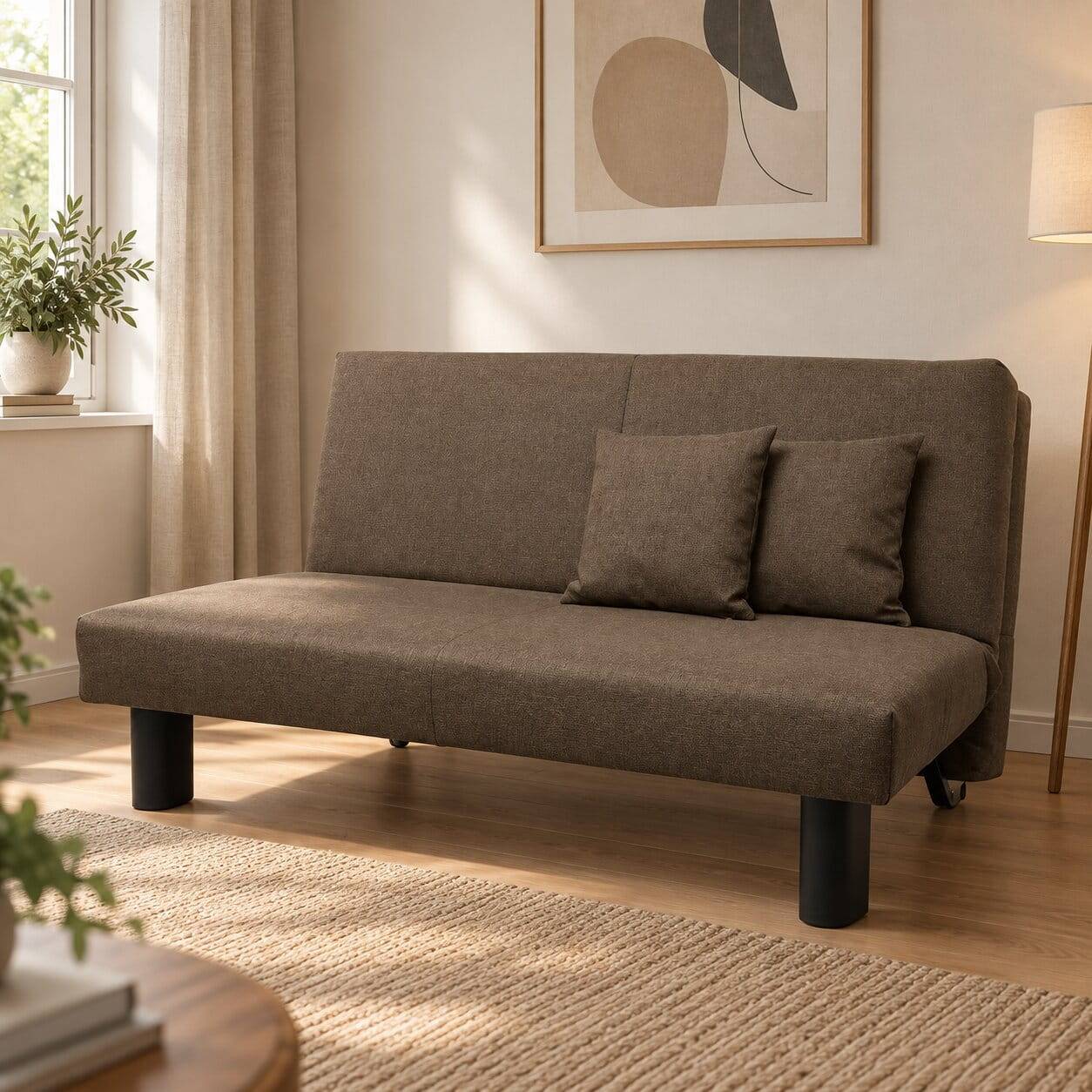 Braunes Schlafsofa mit Faltmechanik - Lucca