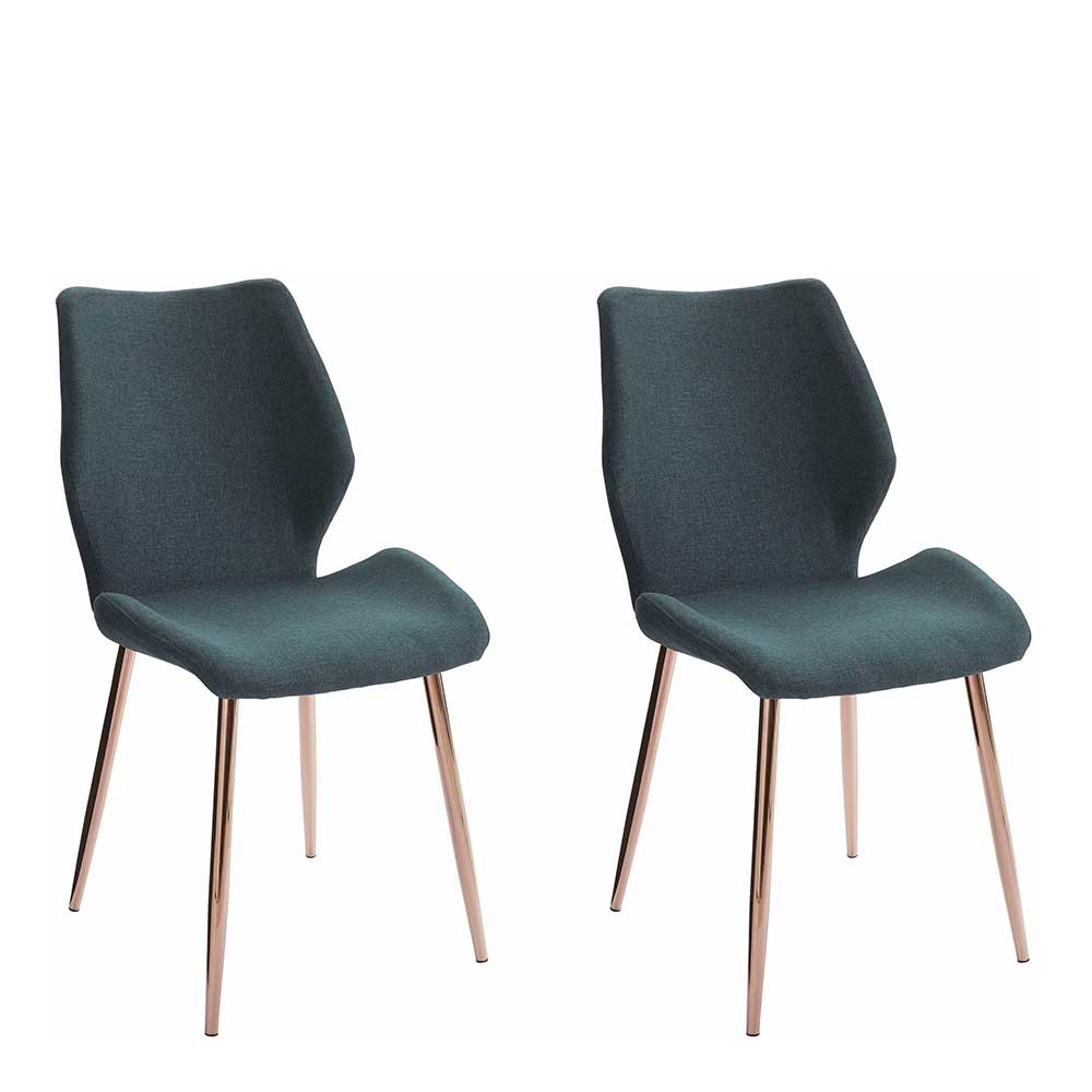 Stühle in Dunkelgrün & Kupfer - Evialla (2er Set)