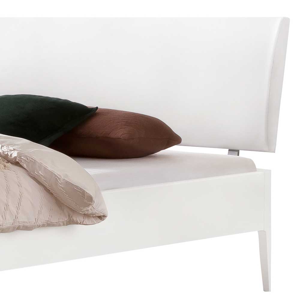 140x200 Bett in Weiß aus Buche & Kunstleder - Shian