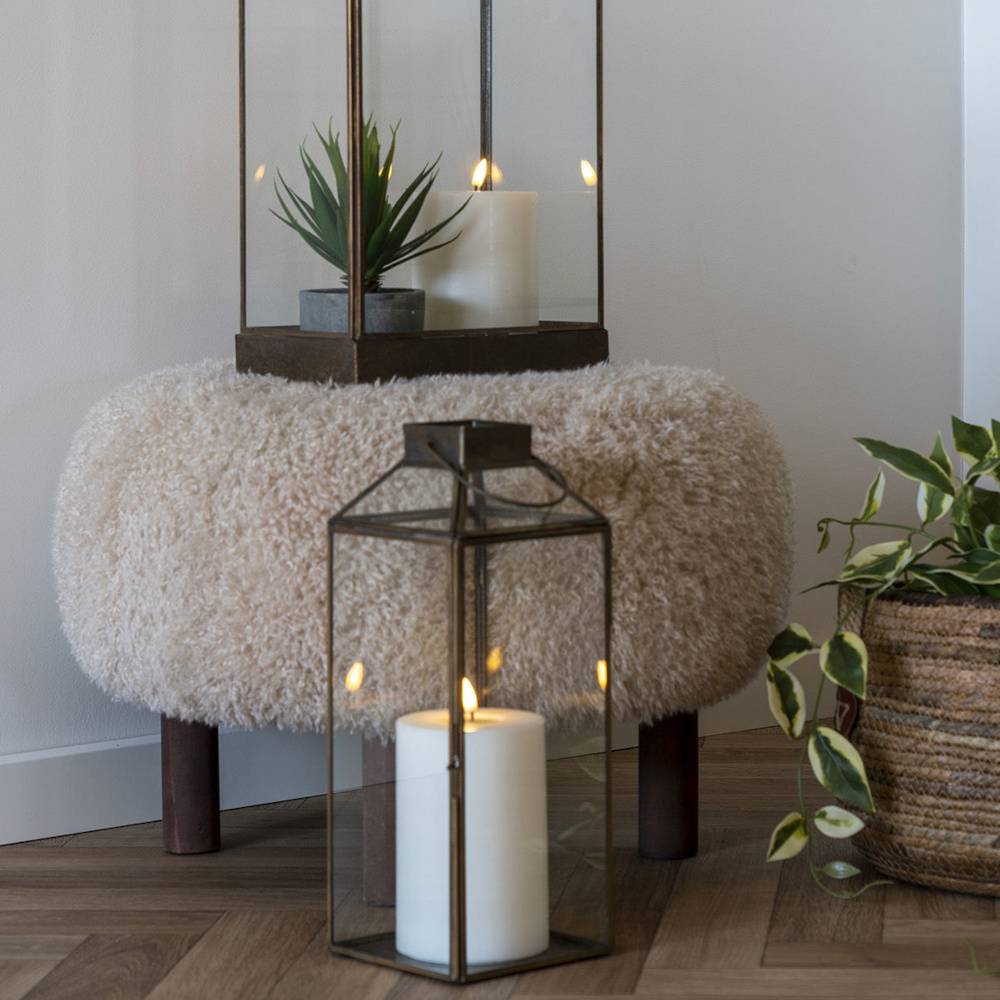 Kunstfell Hocker in Beige - Andjes
