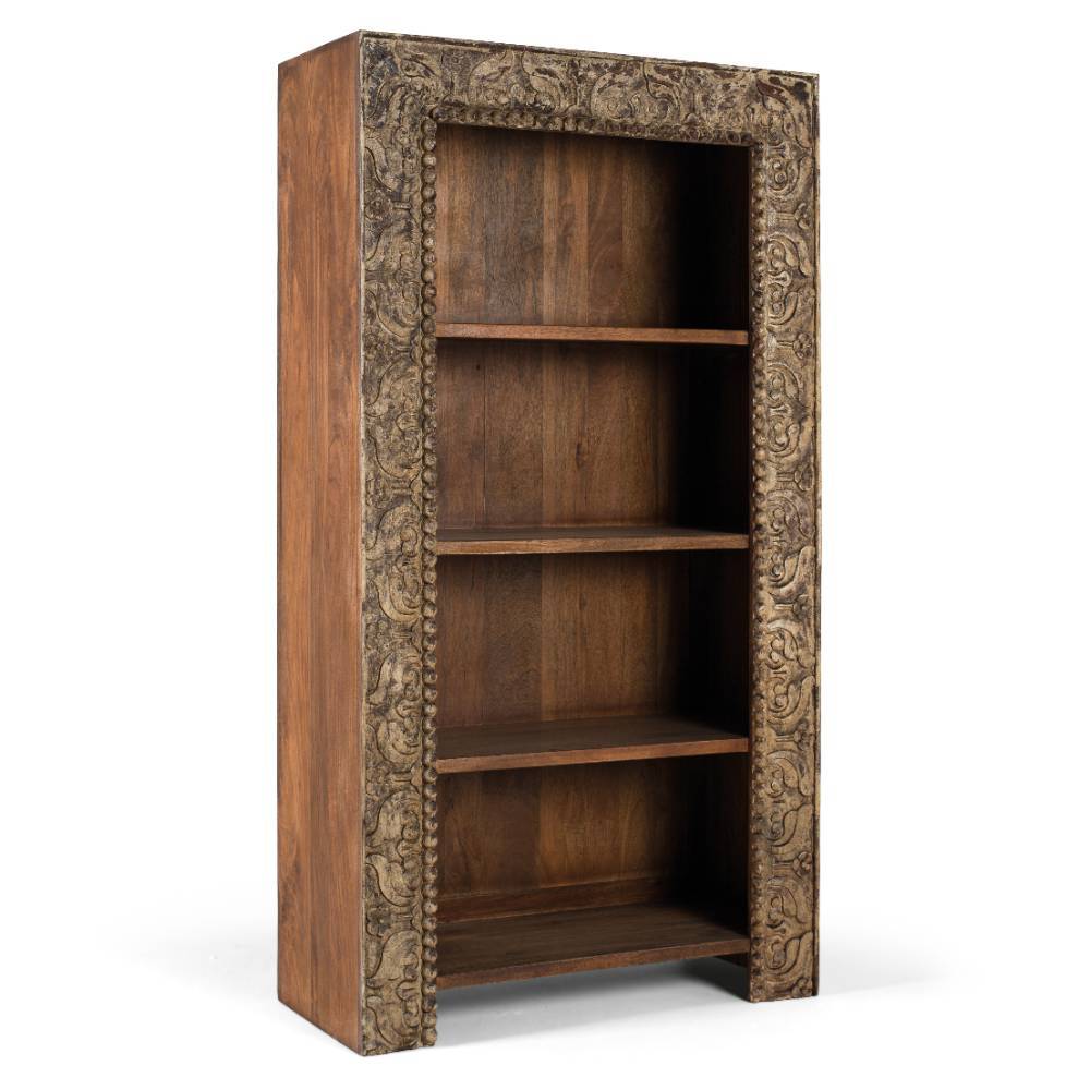 Vintage Designregal aus Mangoholz in Braun - Travorna