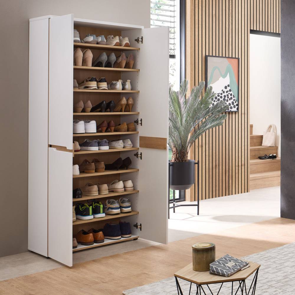 80cm breiter Schuhschrank in Weiß - Anesto