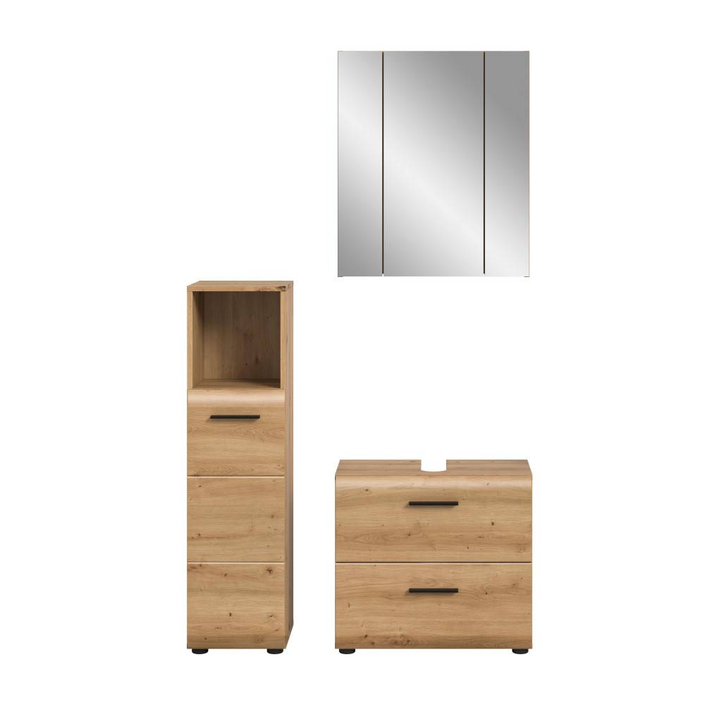Helles Waschplatz Set mit Spiegel - Canopus (dreiteilig)