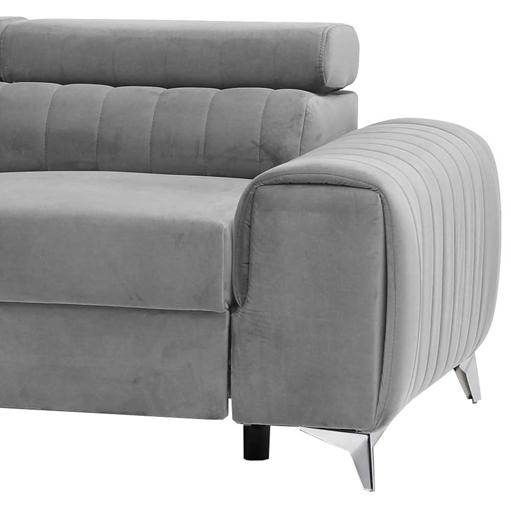 Federkerncouch in Hellgrau Velours - Moose
