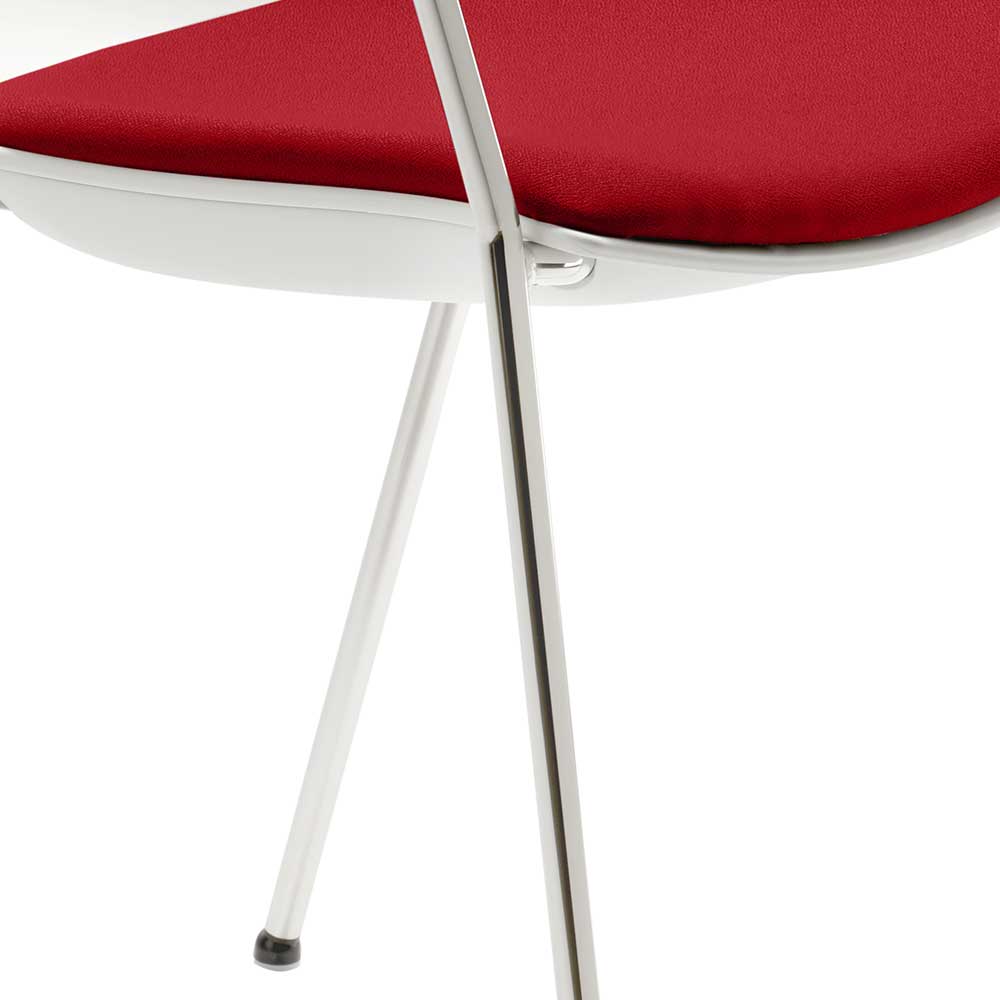 Schalensitz Stapelstuhl in Weiß & Rot - Relindo
