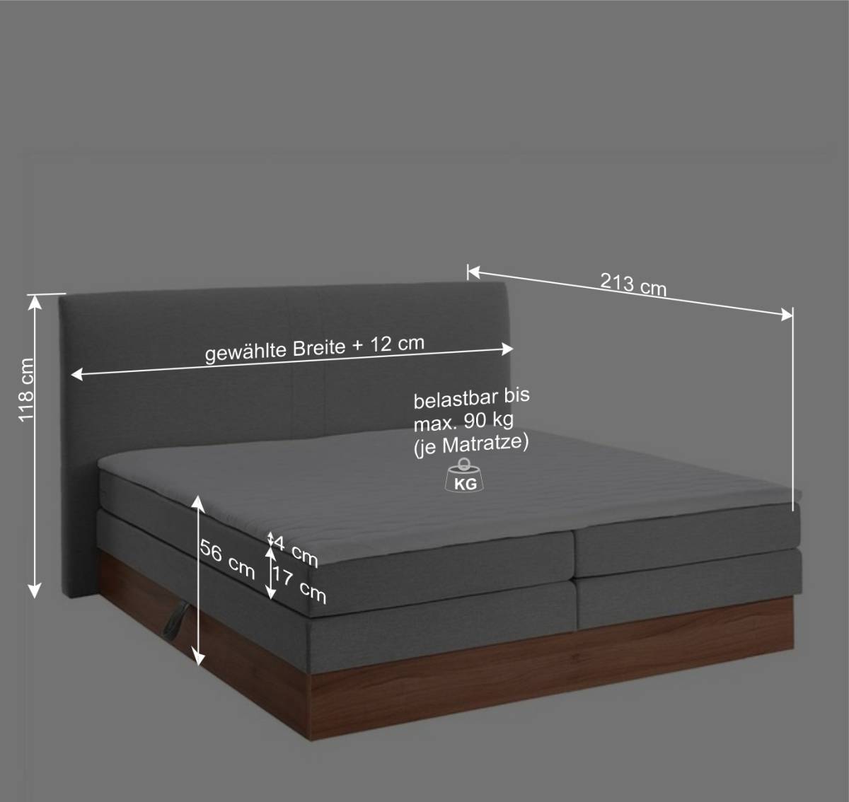 Komplettes Doppelbett mit Matratzen H2 - Loppia