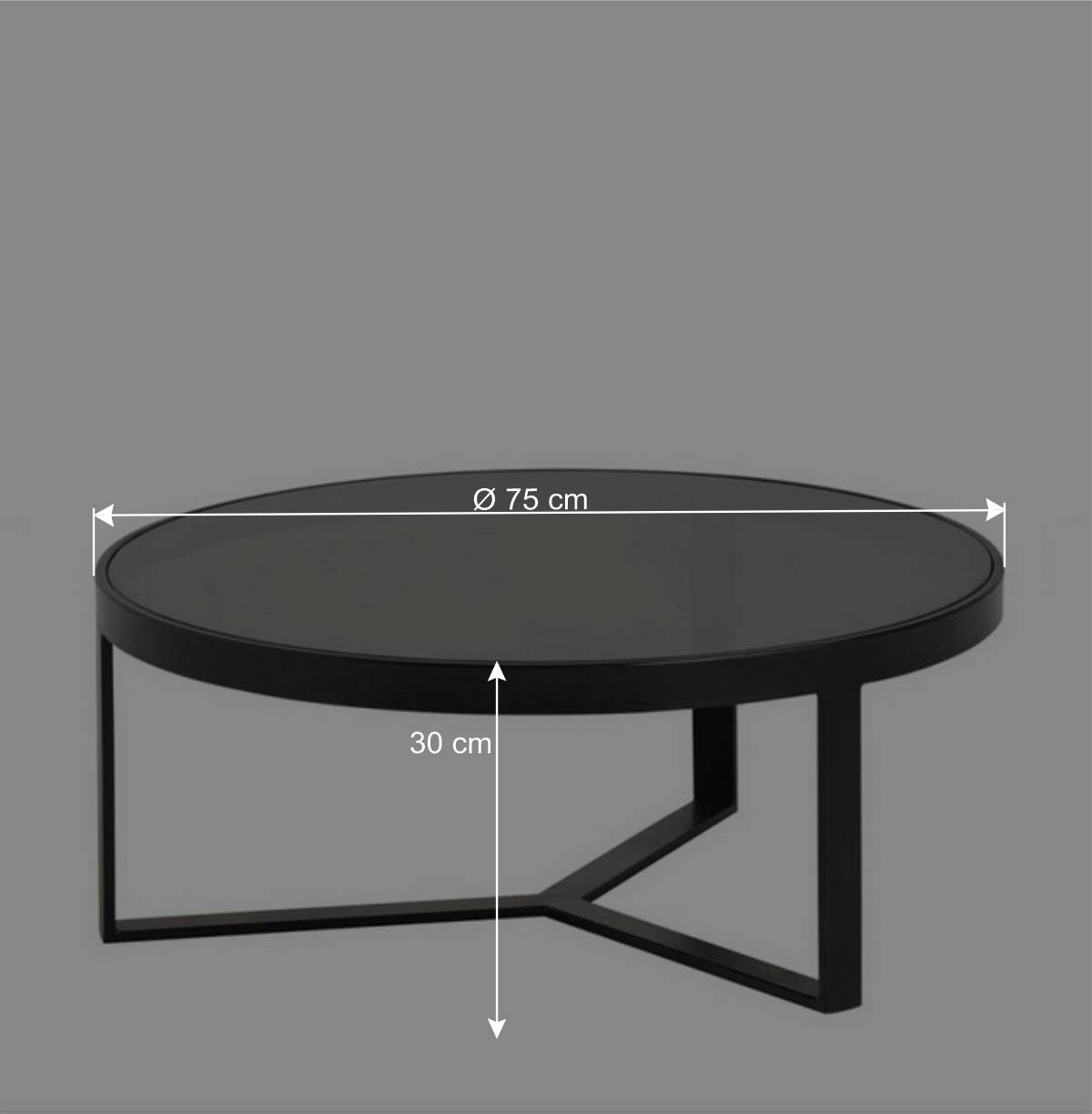 Runder Couchtisch mit Platte aus Rauchglas - Perfect