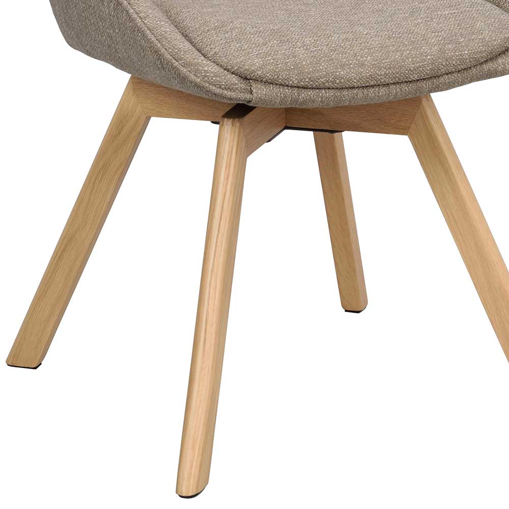 Drehbare Schalenstühle in Beigegrau Stoff - Edicenza (2er Set)