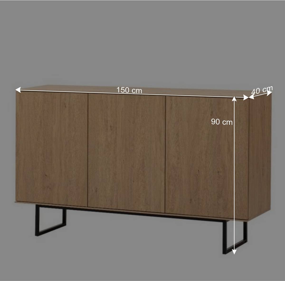 3-türiges Sideboard in Eiche Stone - Jaskin