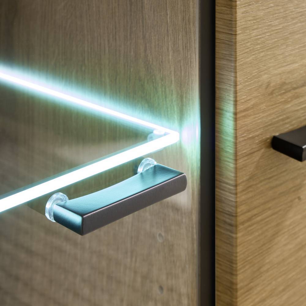 Highboard mit Glaseinsatz in Eiche Optik - Addara