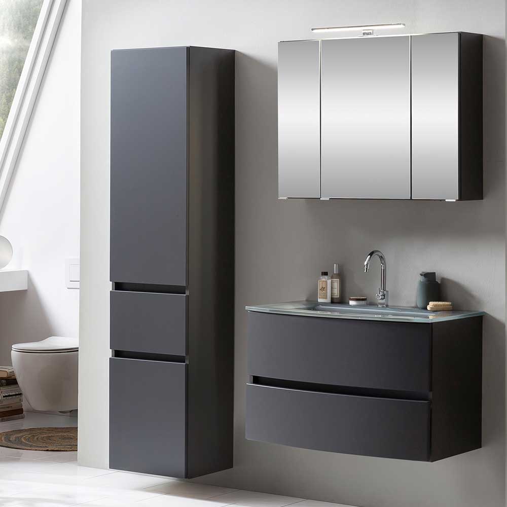 Möbel fürs Badezimmer in Dunkelgrau - Natarivos (dreiteilig)