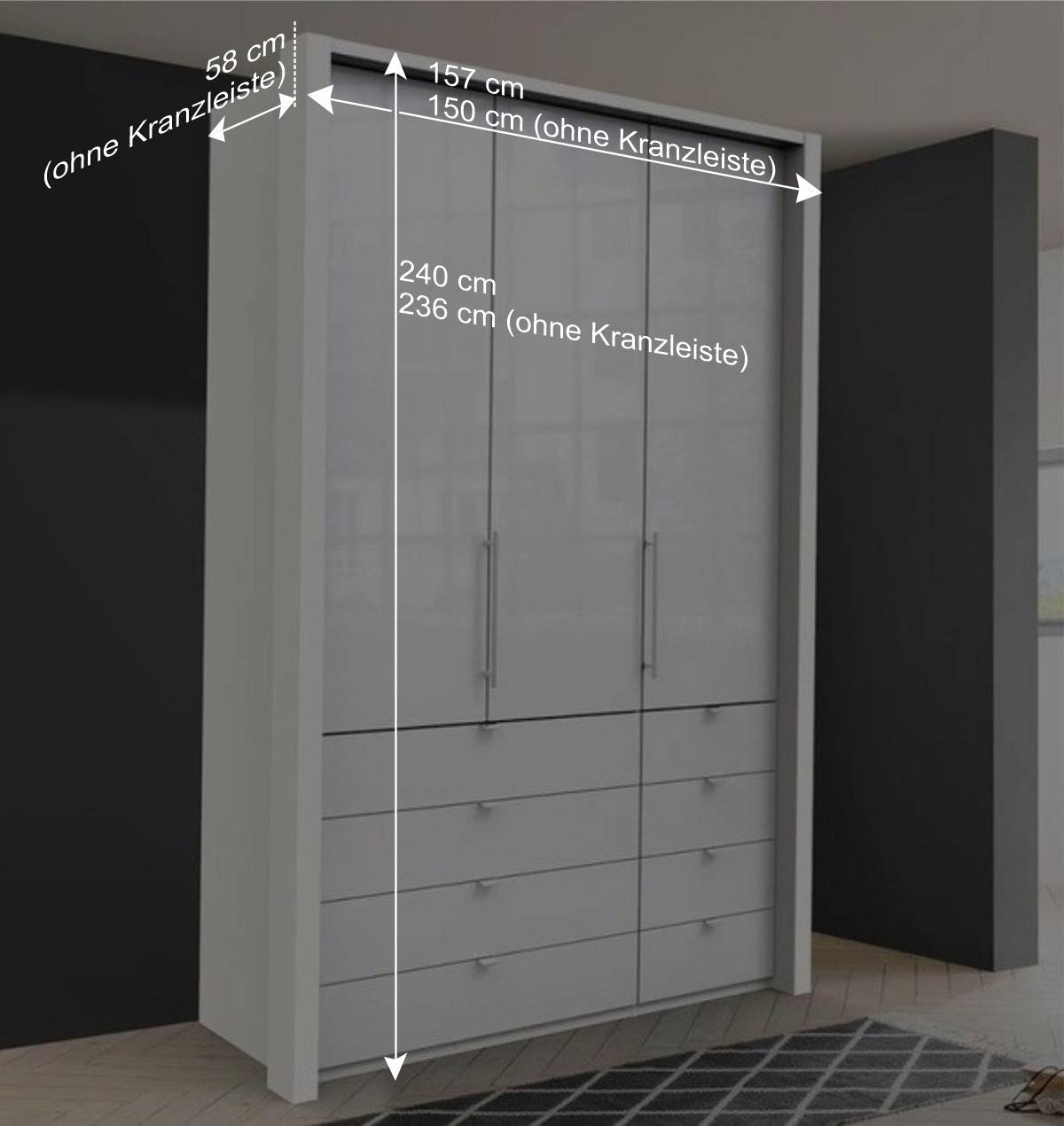150 cm breiter Kombischrank fürs Schlafzimmer - Dolienca