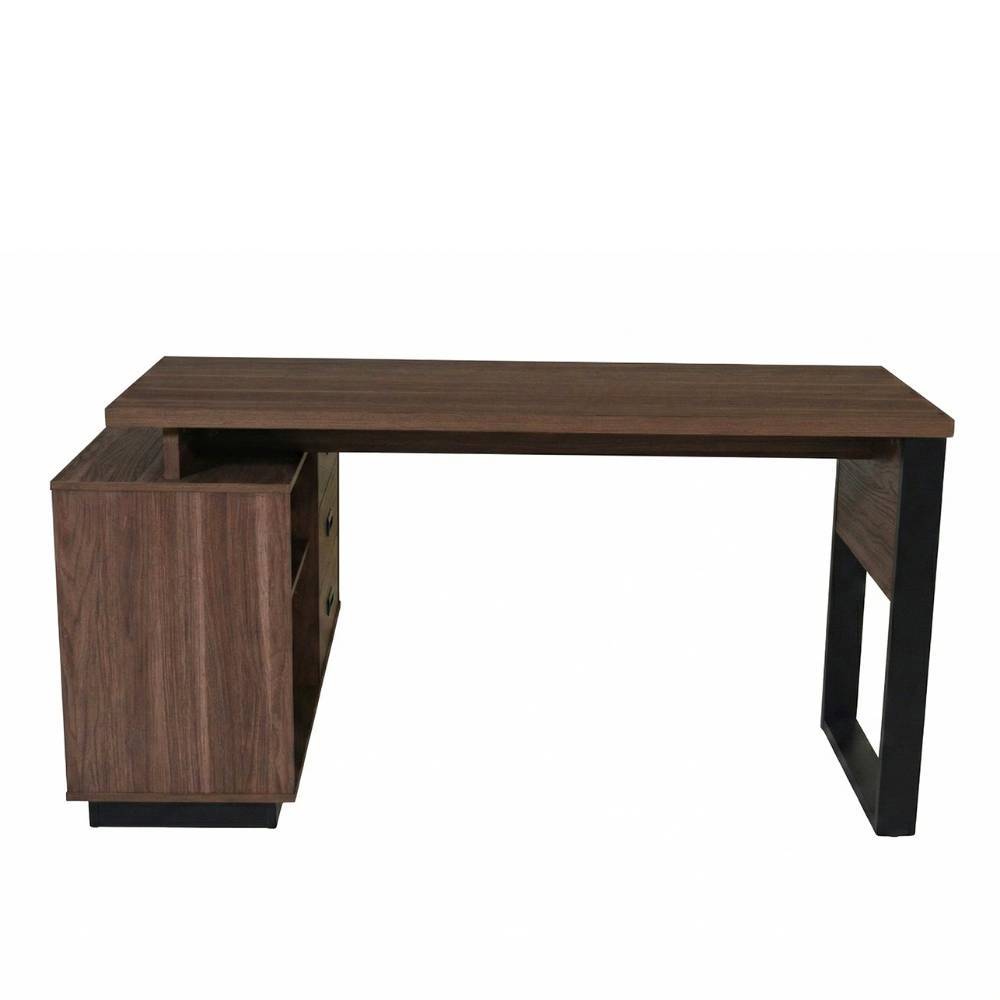 Winkelschreibtisch mit Regal in Walnuss Dekor - Loho