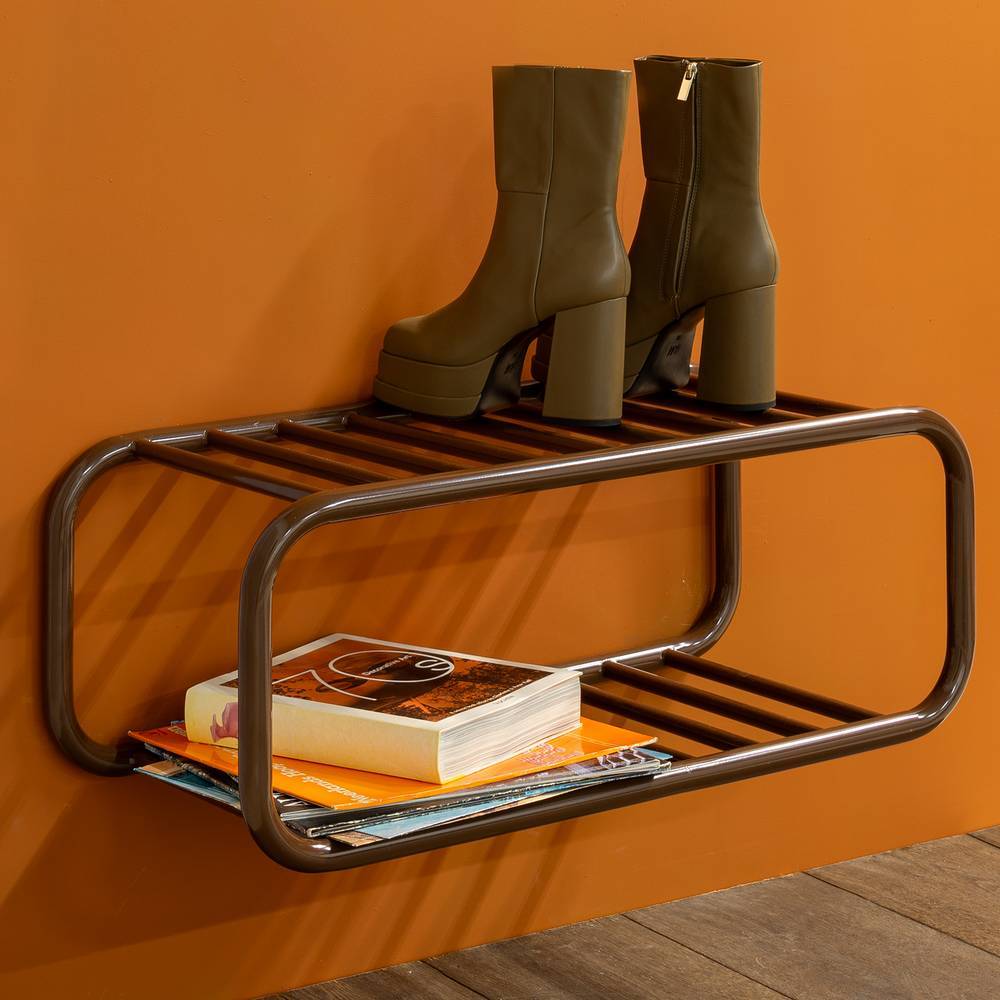 Metall-Schuhregal in Braun - Napcolia