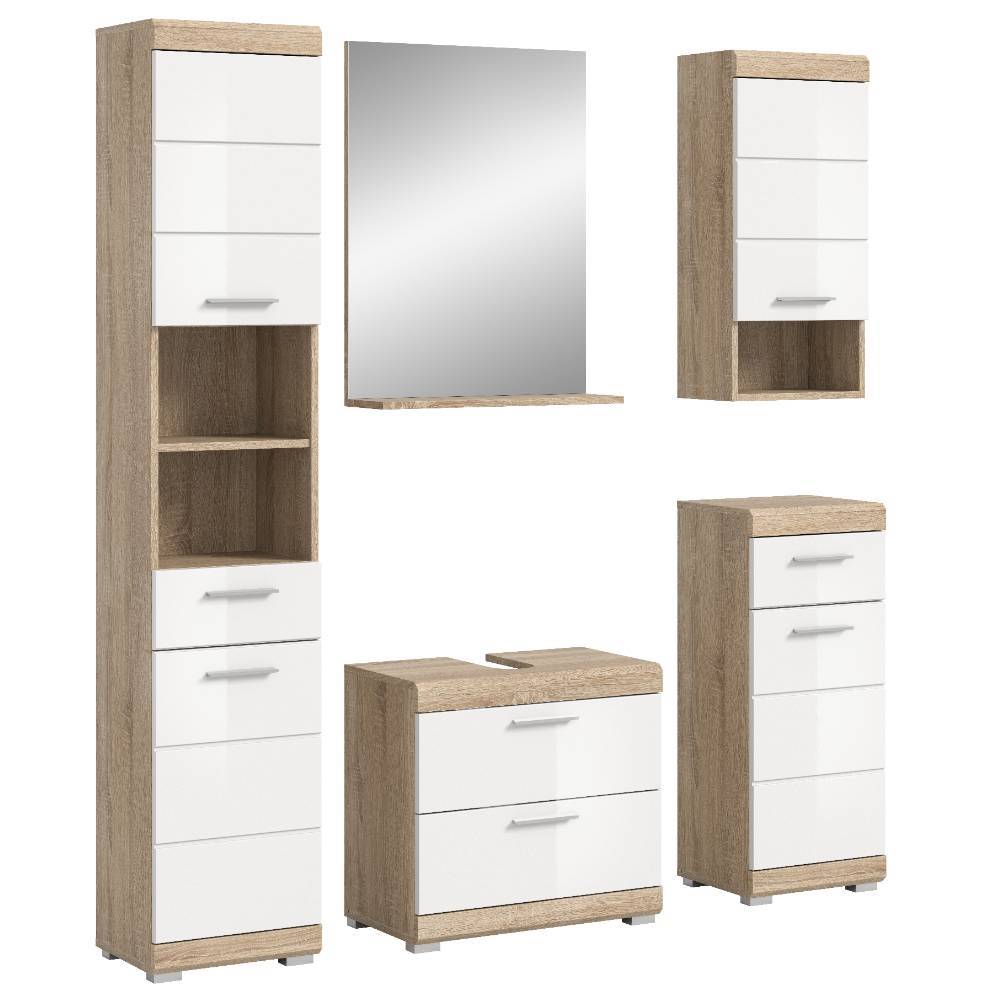 Badezimmer Schränke und Spiegel Set - Calbanyara (fünfteilig)