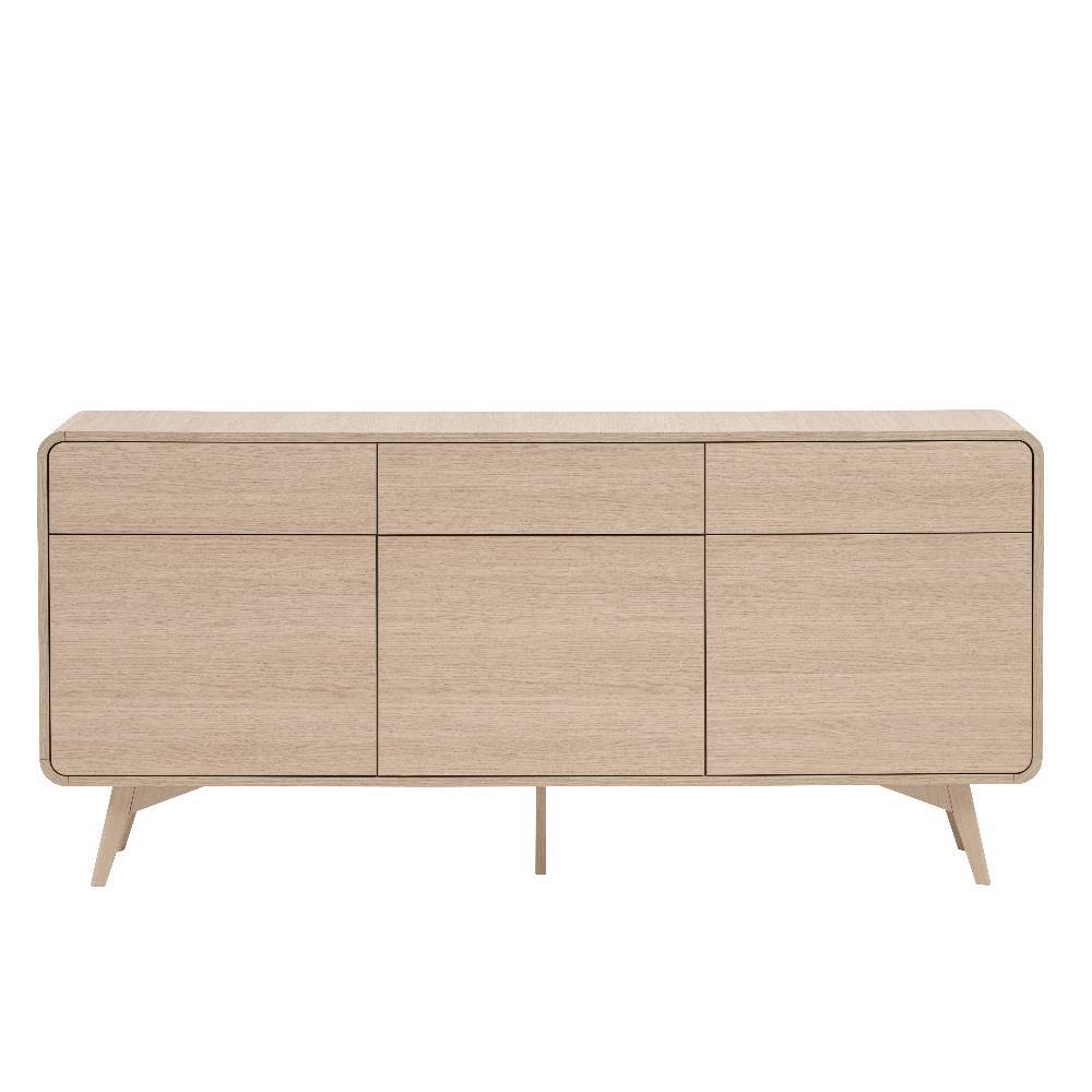 Geschlossenes Sideboard in Eiche Holzoptik mit drei Türen und drei Schubladen für das Wohnzimmer – Embrus