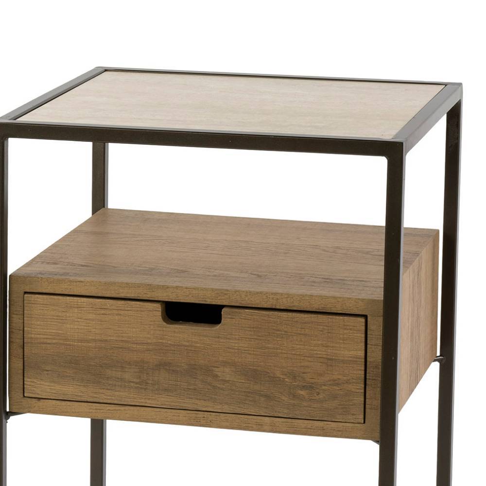 Modernes Beistelltischchen mit Ablagefläche und geschlossener Schublade aus Holz – Sieno
