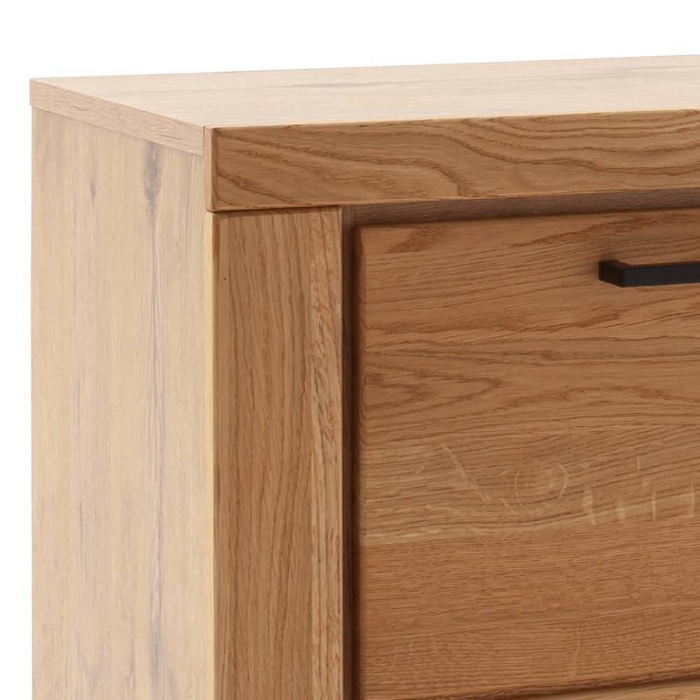 Oberfl che des Industrial Sideboards aus Wildeiche teilmassiv mit sichtbarer Holzmaserung und Schublade – Scarlett