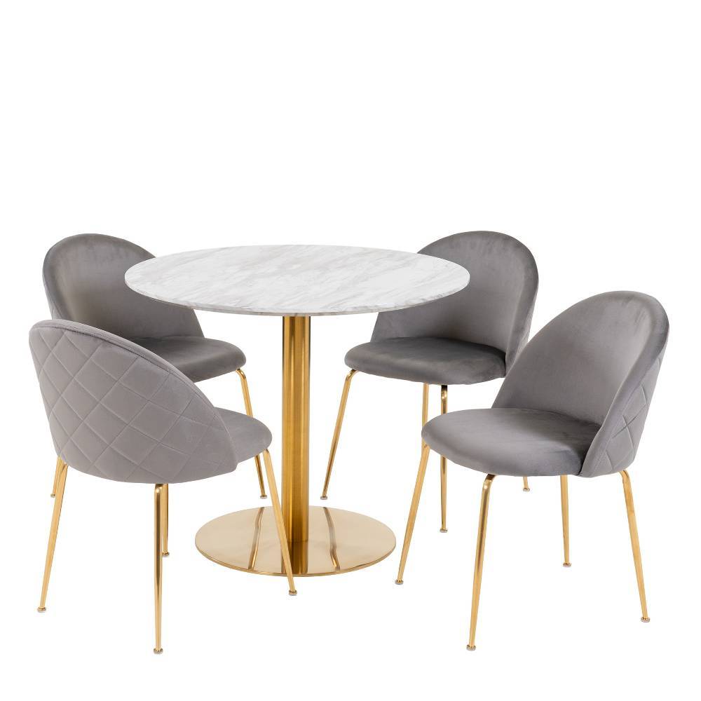 Runder Tisch & vier Stühle Set - Zimarena (fünfteilig)