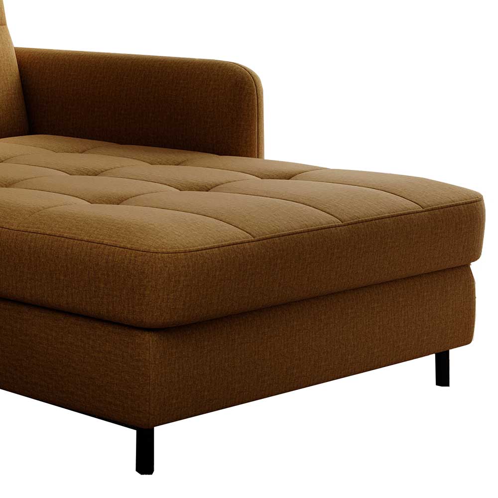 Ecksofa mit Bettfunktion in Senfgelb Stoff - Saye
