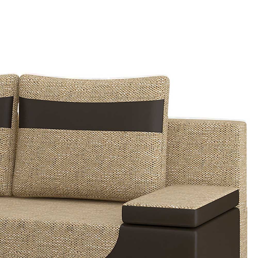 Material-Mix-Schlafsofa in Beige und Braun - Swan