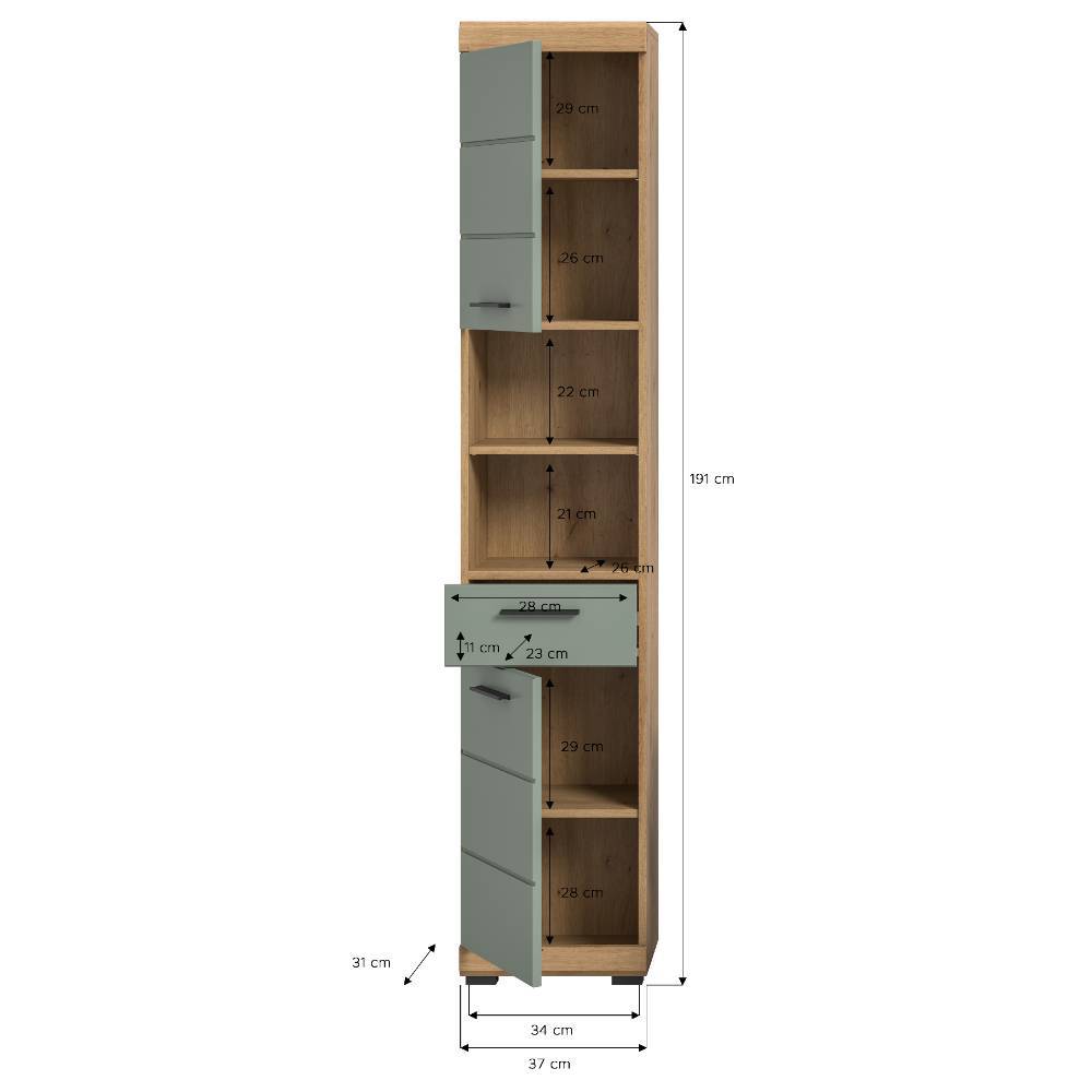 Bad-Hochschrank in Salbeigrün - Tamdato