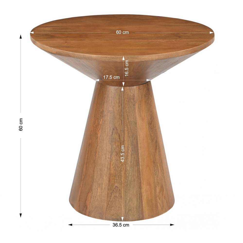 Mangoholz-Design-Beistelltisch mit allen Maßen und Abmessungen für Wohnzimmer oder Flur – Galadira