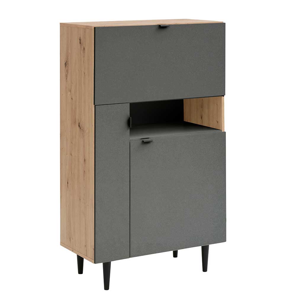 Wohnzimmerschrank in Anthrazit und Eiche - Sanctos