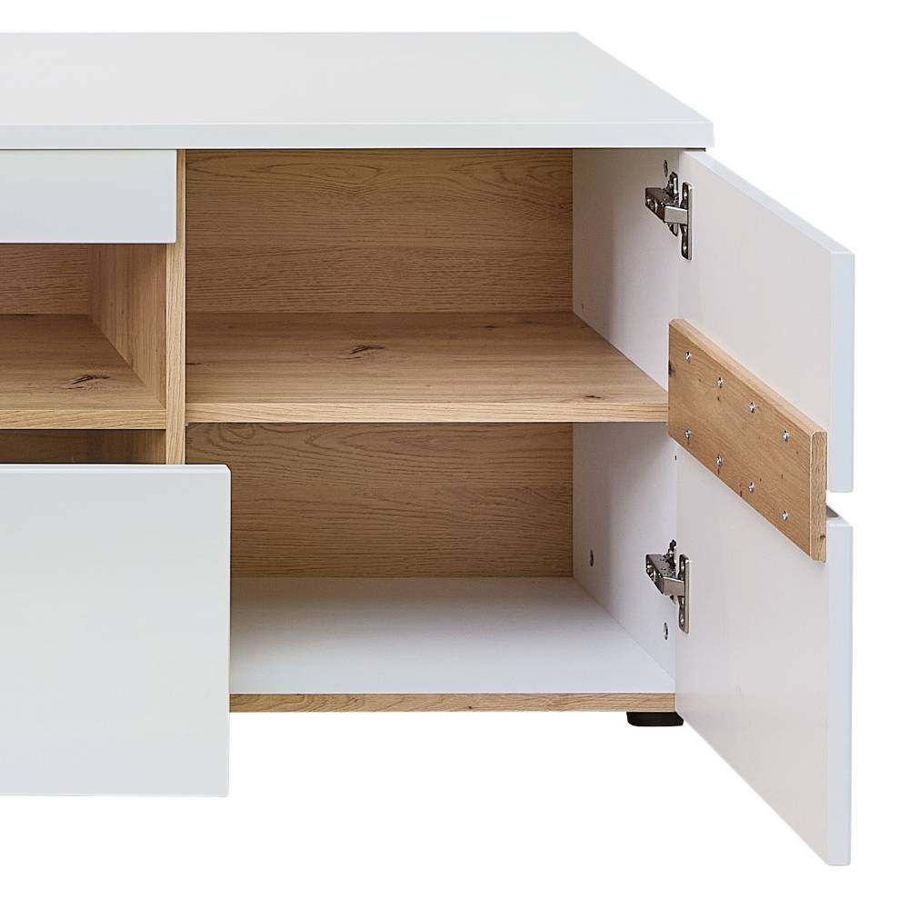 TV Board in Weiß und Holzoptik Eiche - Anesto