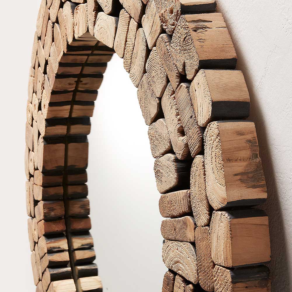 Teak Spiegel Polcadaz mit Mosaik Holz Rahmen