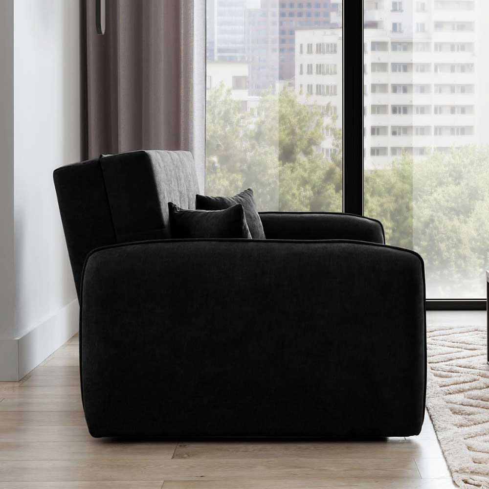 Klappcouch in Schwarz Veloursbezug - Yangu