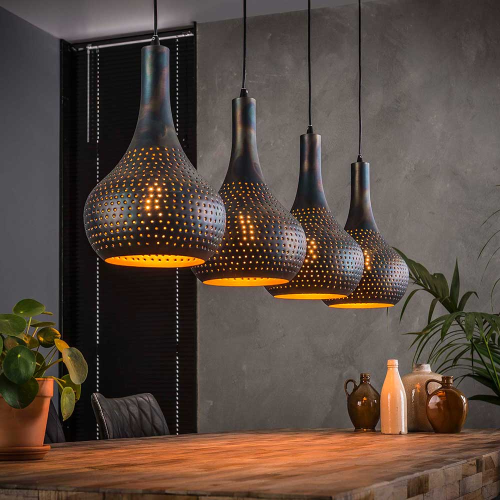 Esszimmerlampen für über Esstisch Design Hängelampen mit runden Textilschirmen 
