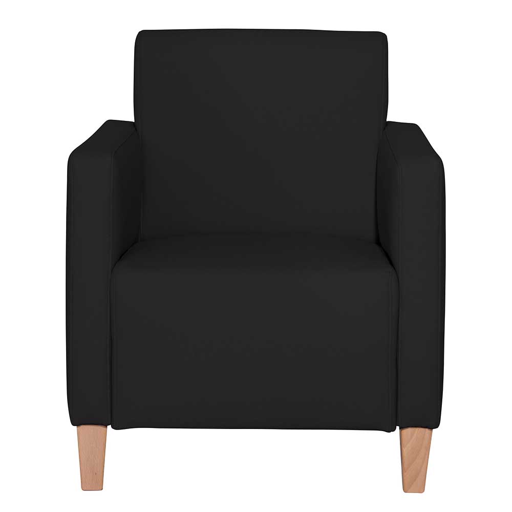 Wohnzimmer Sessel aus Kunstleder in Schwarz - Zykla
