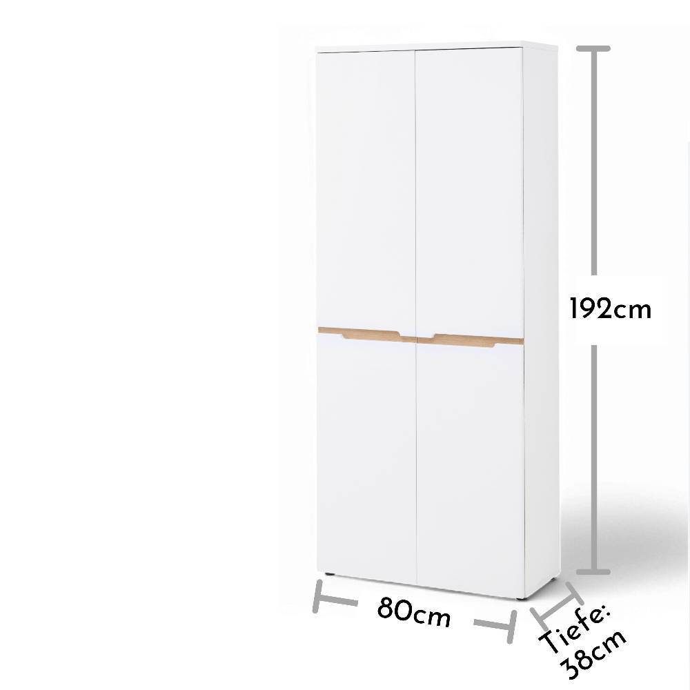80cm breiter Schuhschrank in Weiß - Anesto