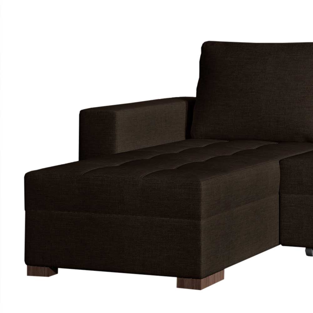 Dreisitzer Schlafcouch in Dunkelbraun Stoff - Fabrizio