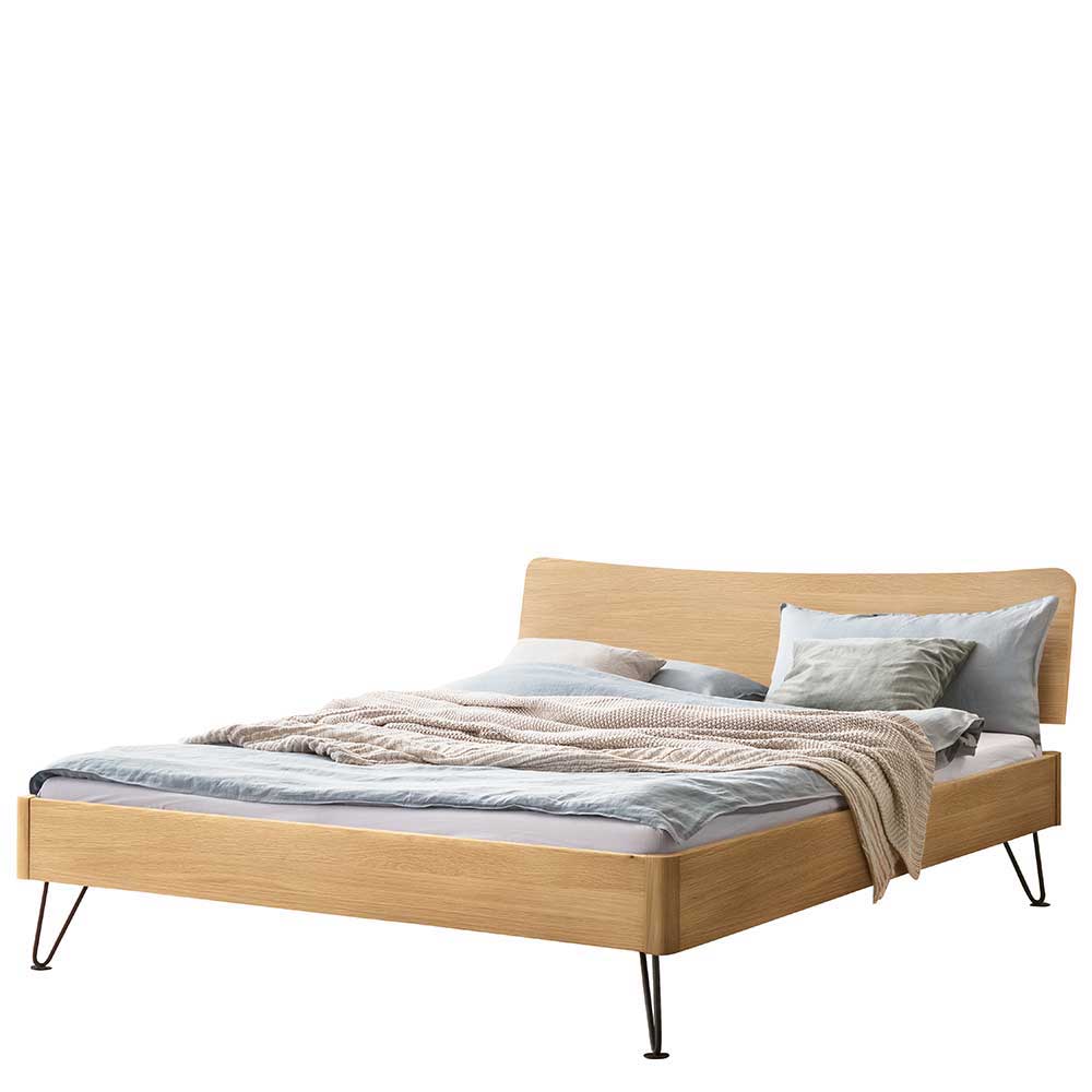 Design Bett aus hell geölter Eiche - Promenada