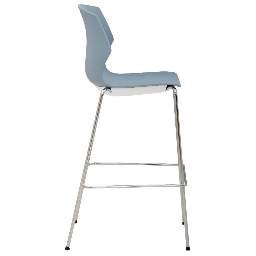 Barstühle mit Sitzschalen in Blaugrau - Clauss (2er Set)