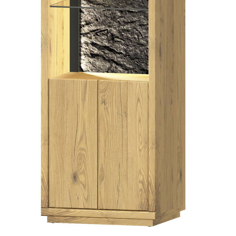 Vitrinenschrank aus Wildeiche Massivholz - Friburgo