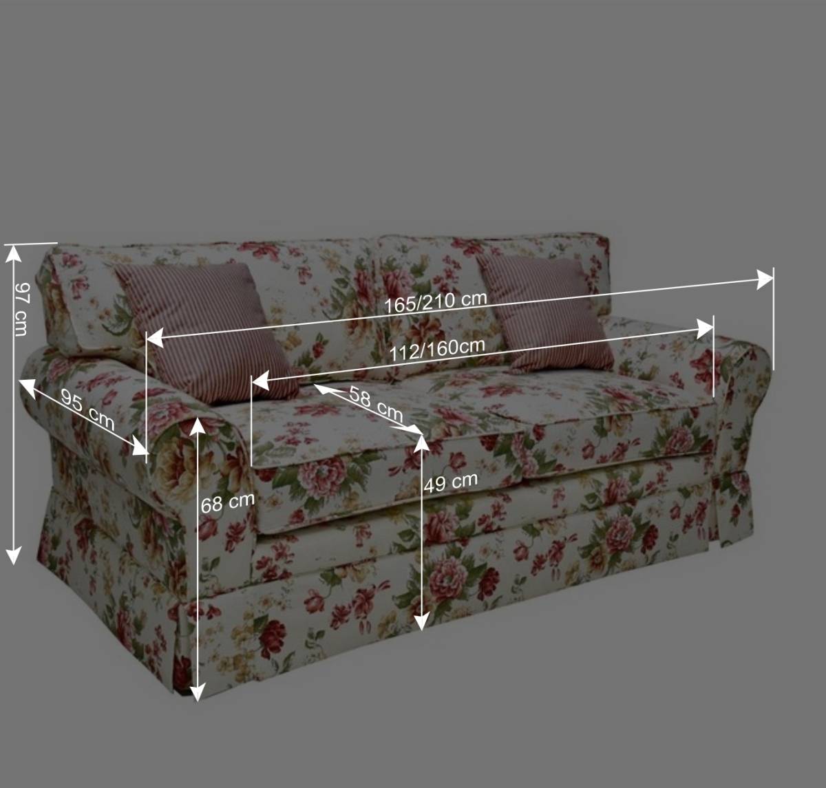 Romantisches Landhaus Sofa mit Blumen Stoff - Telik