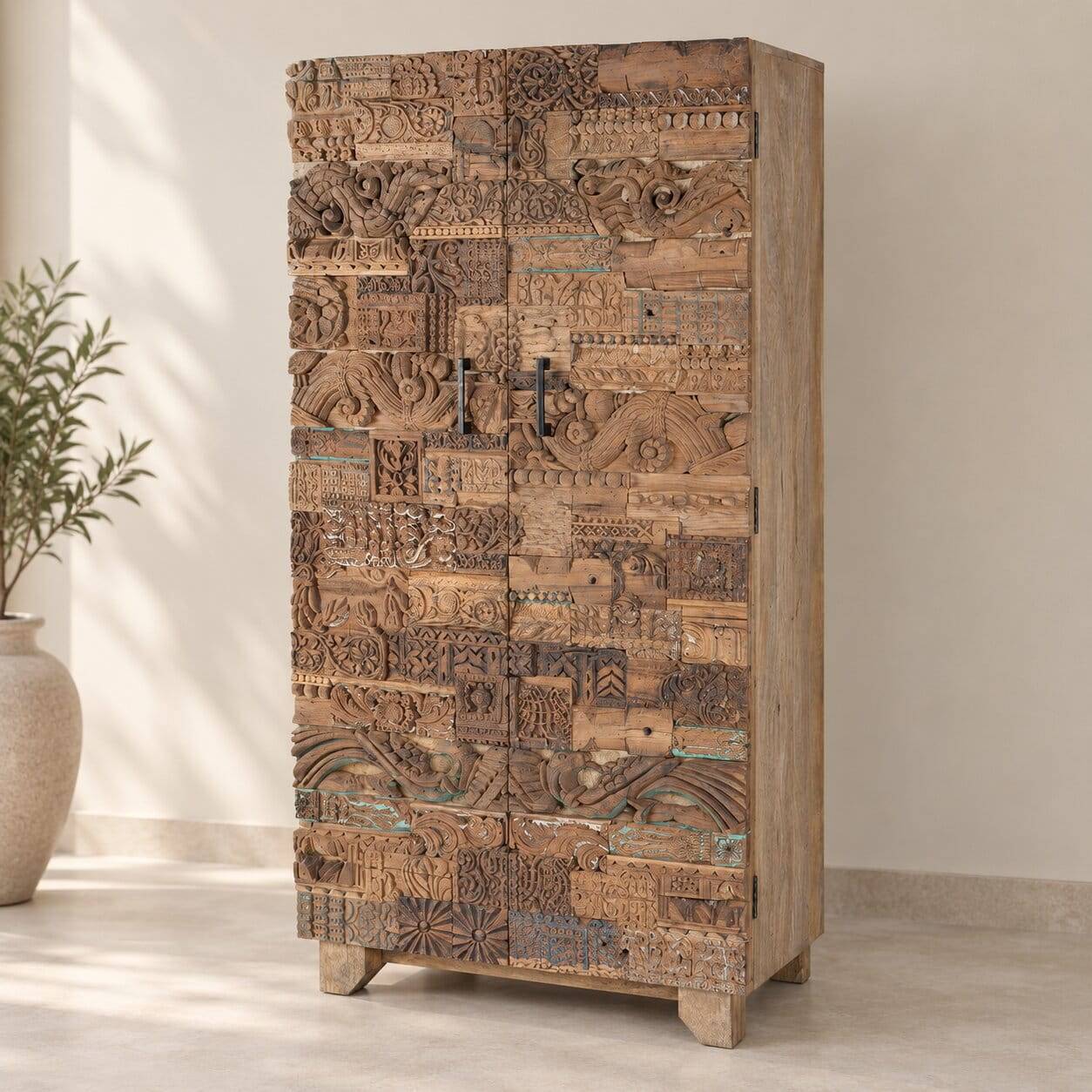 Design Wohnzimmerschrank aus Mangoholz rustikal - Lacid