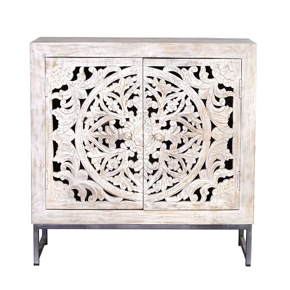 Vintage Türen-Kommode in Holz White Wash - Fudorus