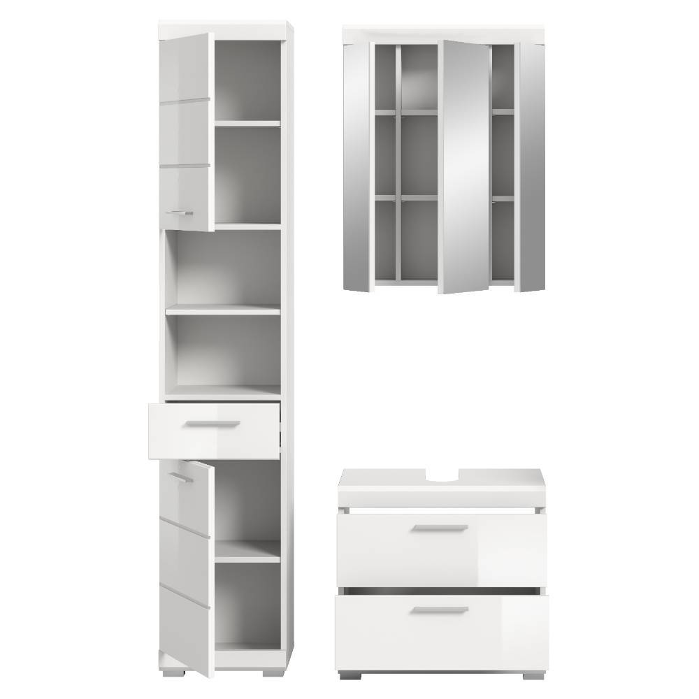 Badschrank Set in Weiß - Henriette (dreiteilig)