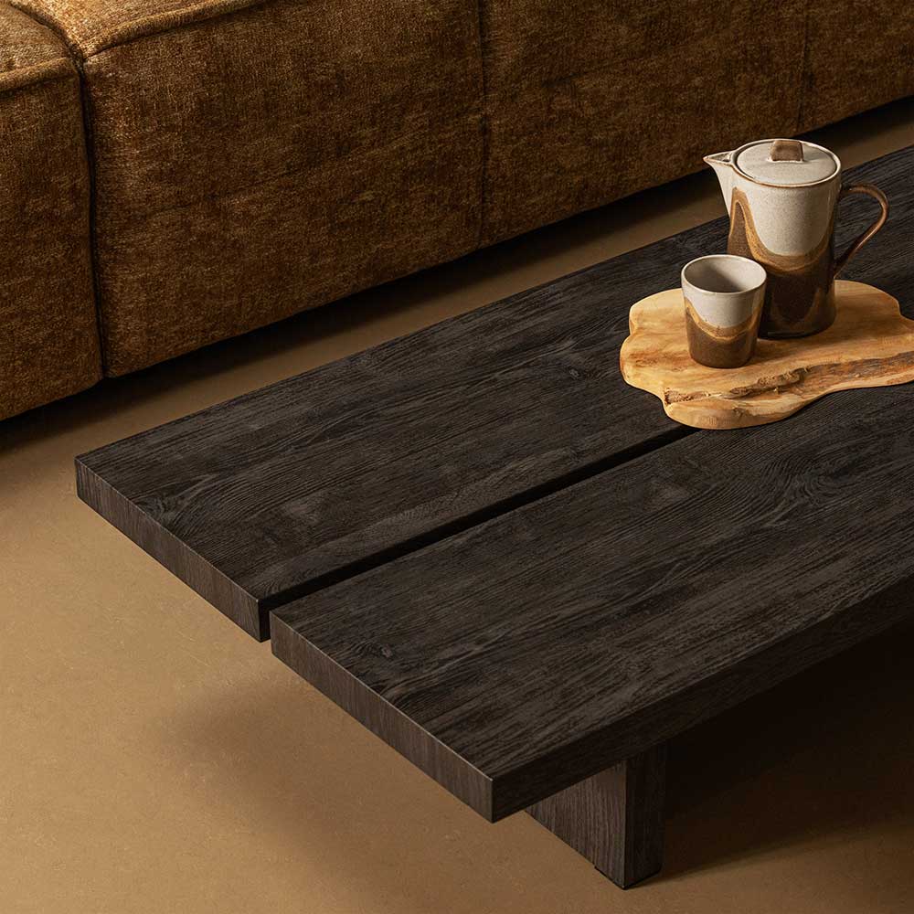 Niedriger Couchtisch in Dunkelbraun Holzoptik - Rosiblo