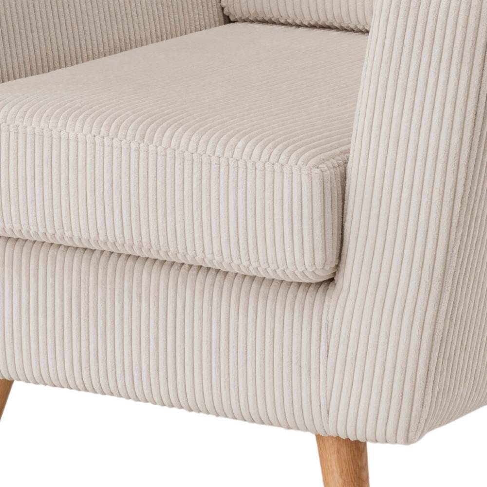 Hellgrauer Lounge-Sessel mit geripptem Cordbezug und bequemer Sitzfläche – Tokavia