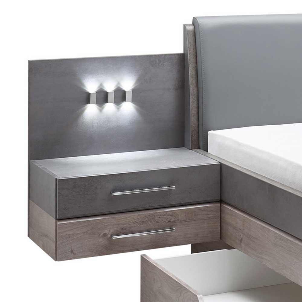Moderne Bettanlage mit LED Beleuchtung - Milvian (dreiteilig)