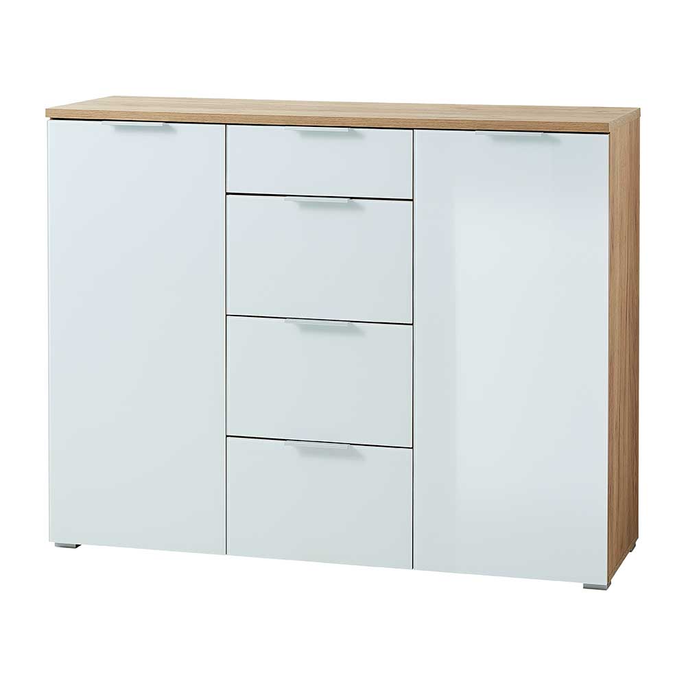 135x105x40 Kombikommode in Weiß & Eiche - Reestyl