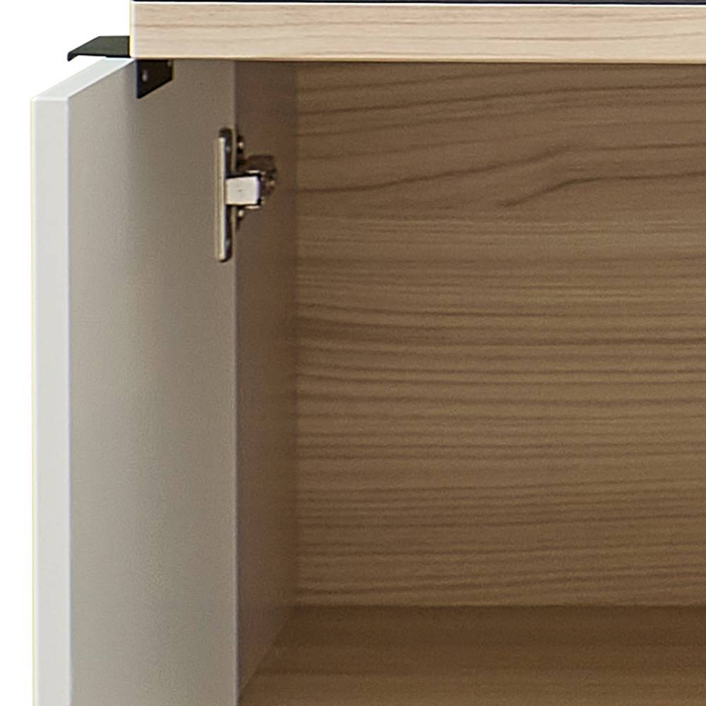 Breites Highboard in Hellgrau und Eiche Hell - Rovigo