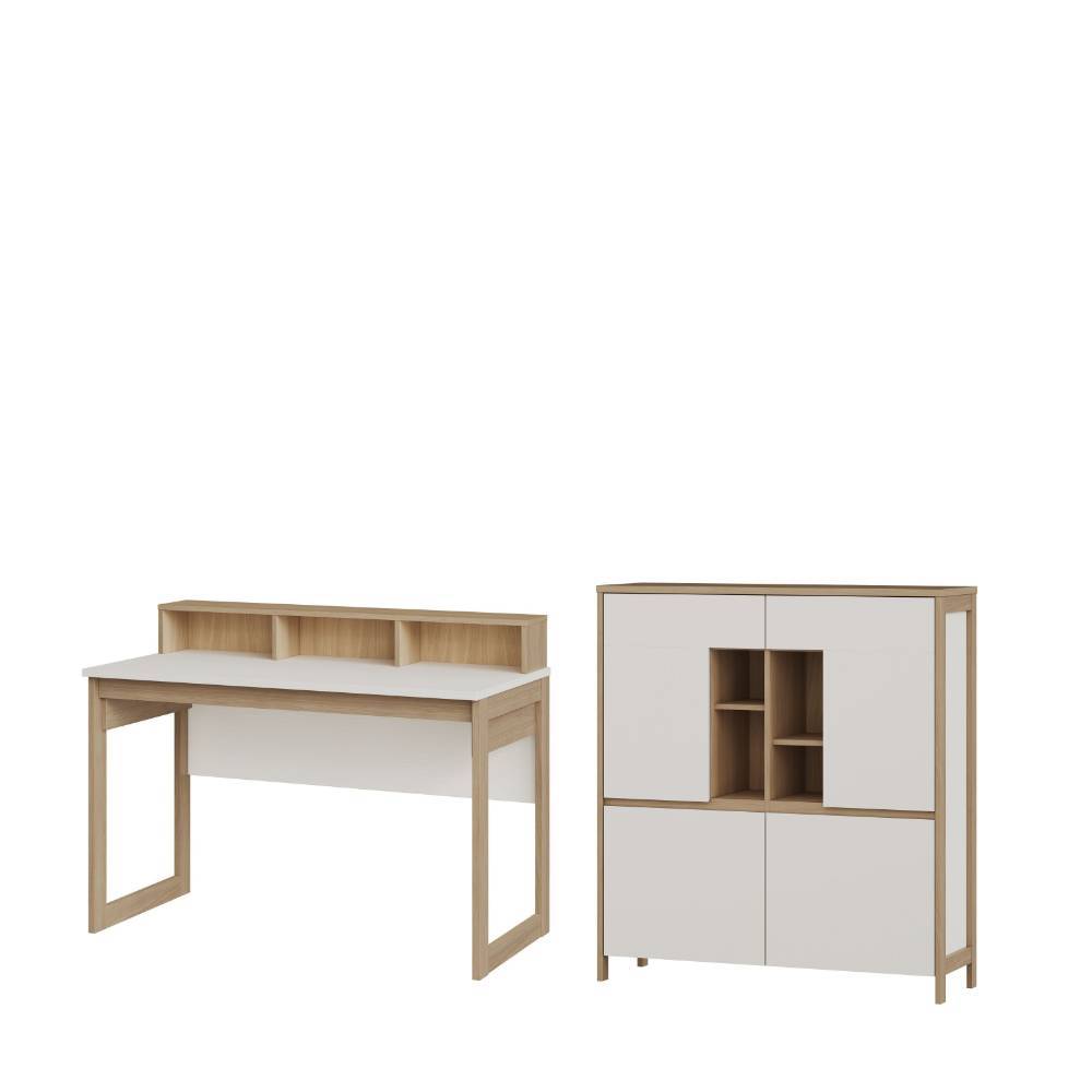 Schreibtisch und Highboard Set - Ovidio (zweiteilig)